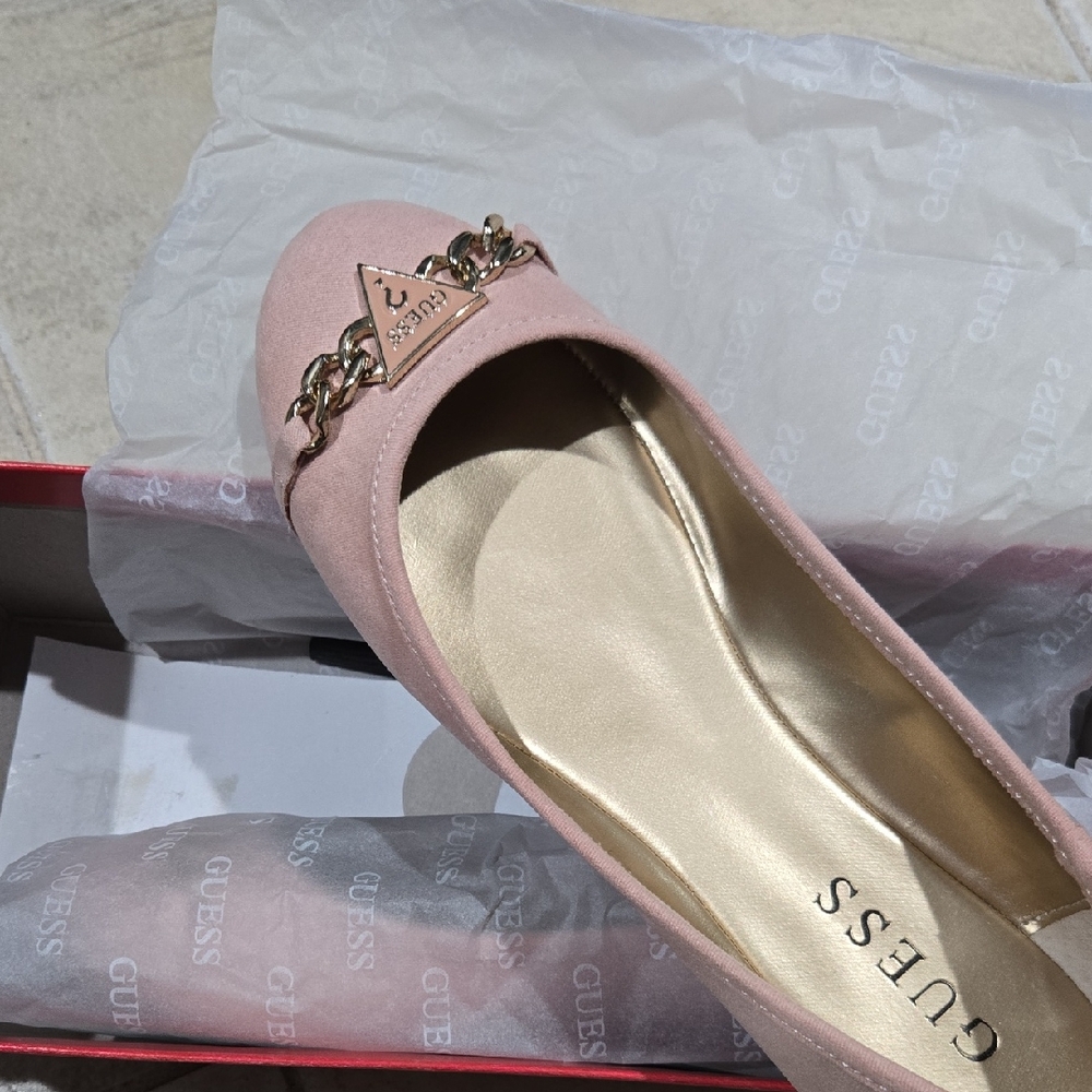 GUESS Blush Pink Flats with Gold Accent